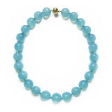 Aqua Blue Chalcedony Beads with Gold Clasp