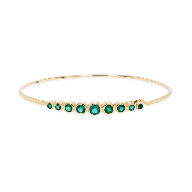 14K Yellow Gold Emerald Wire Bracelet