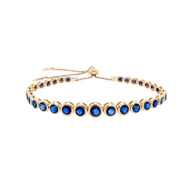 14K Yellow Gold and Sapphire Bezel Set Bracelet
