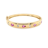 14K Yellow Gold Pink Sapphire and Diamond Bracelet