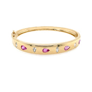14K Yellow Gold Pink Sapphire and Diamond Bracelet