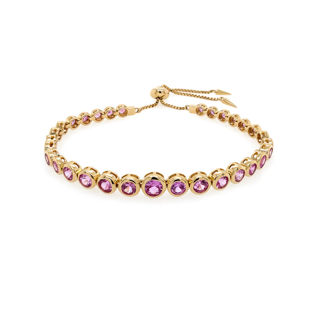 14K Yellow Gold Bezel Set Pink Sapphire Bracelet