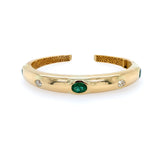 18K Yellow Gold Emerald and Diamond Bangle