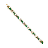 Estate 18K Yellow Gold Emerald and Diamond Bracelet