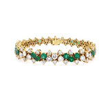 Estate 18K Yellow Gold Emerald and Diamond Bracelet