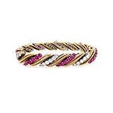 Estate 14K Yellow Gold Ruby and Diamond Bracelet