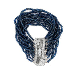 Estate Multistrand Sapphire Beaded Bracelet with Platinum Diamond Clasp