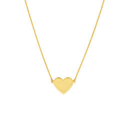 14k Simple Flat Heart Adjustable Necklace