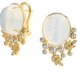 18K Yellow Gold Moon Quartz and Diamond Earrings