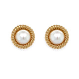 Estate Pearl and Yellow Gold Earrings