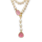 Pearl Necklace with Pink Tourmaline