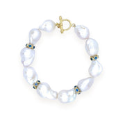 14K YG Baroque Pearl Bracelet with Sapphire Rondels