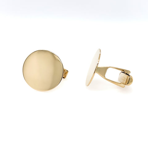 14K Yellow Gold Round Polished Cuff Links