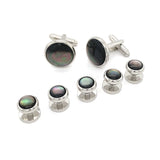 Sterling Silver and Black Mother of Pearl Cufflinks and Studs