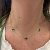 'Parker' 3 Station Emerald Necklace, 1.46 carats