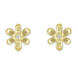 LPL Signature Collection 18K Yellow Gold Large Single Diamond Flower Studs