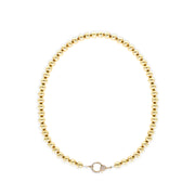 14K Yellow Gold Ball Chain with Diamond Clasp
