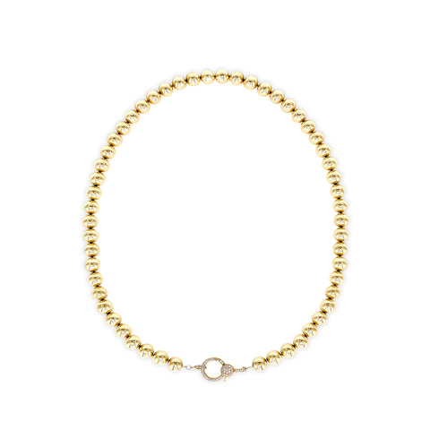 14K Yellow Gold Ball Chain with Diamond Clasp