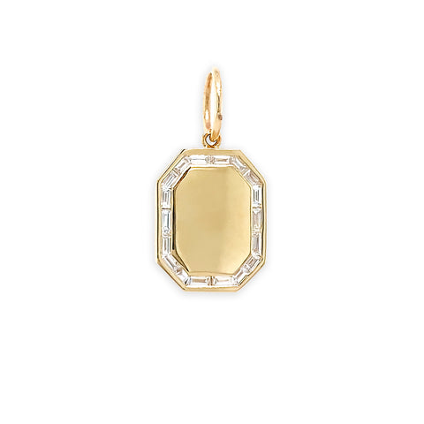 14K Yellow Gold Pendant with Baguette Diamonds