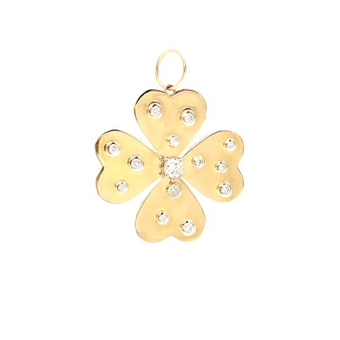 14K Yellow Gold Clover Pendant with Diamonds