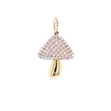 14K Yellow Gold Diamond Mushroom Pendant