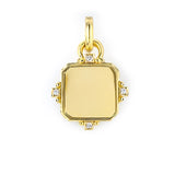 14K Yellow Gold Square Pendant with Diamonds