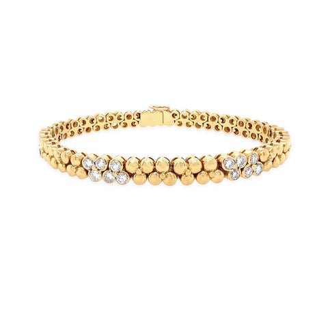 18K Yellow Gold Bracelet with Diamond Clusters