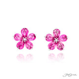 JB Star Platinum Pink Sapphire Flower Earrings