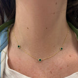 'Parker' 3 Station Emerald Necklace, 0.79 carats