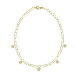 Gold chain necklace with flower-shaped charms 