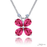 JB Star Platinum Pink Sapphire Flower Necklace