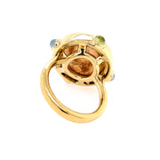 18K Yellow Gold Coin Ring with Four Bezel Set Birthstones