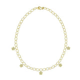 LPL Signature Collection 18K Yellow Gold 5 Station Diamond Flower Link Necklace