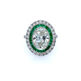 Platinum, Emerald and Diamond Ring