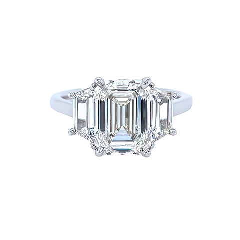 Platinum and Diamond Emerald Cut Ring