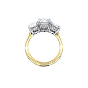 18K Yellow Gold and Three Stone Oval Diamond Ring