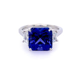 Platinum, Tanzanite and Trapezoid  Diamond Ring