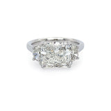 Platinum and Diamond Radiant  Cut Ring with Half Moon Diamonds