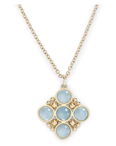 L. Klein 18K Yellow Gold  and Aquamarine Bubble Chain Necklace