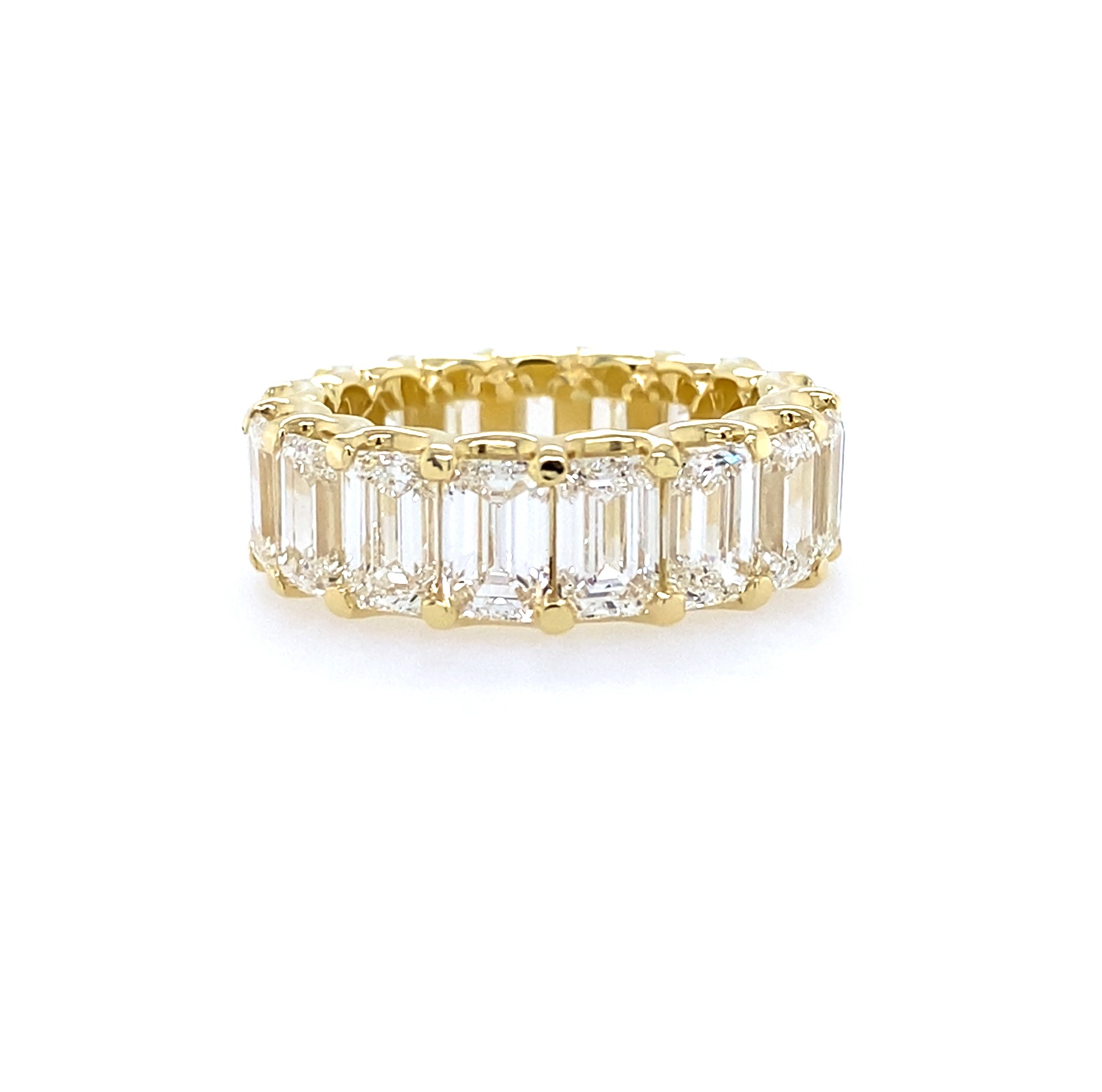 18k yg eternity band with emerald-cut diamonds 