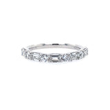 Platinum Alternating Round and Baguette Diamond Band