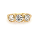 18K Yellow Gold 3 Stone Round Diamond Band