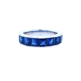 Art Deco Platinum Princess Cut Blue Sapphire Band