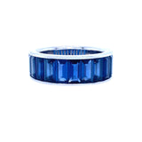 Art Deco Platinum Baguette Cut Blue Sapphire Band