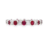 Round Ruby and Diamond Eternity Band Ring