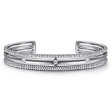sterling silver cuff bracelet with station white sapphires