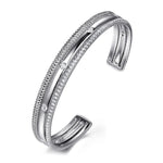 Sterling Silver Bujukan cuff bracelet with white sapphires