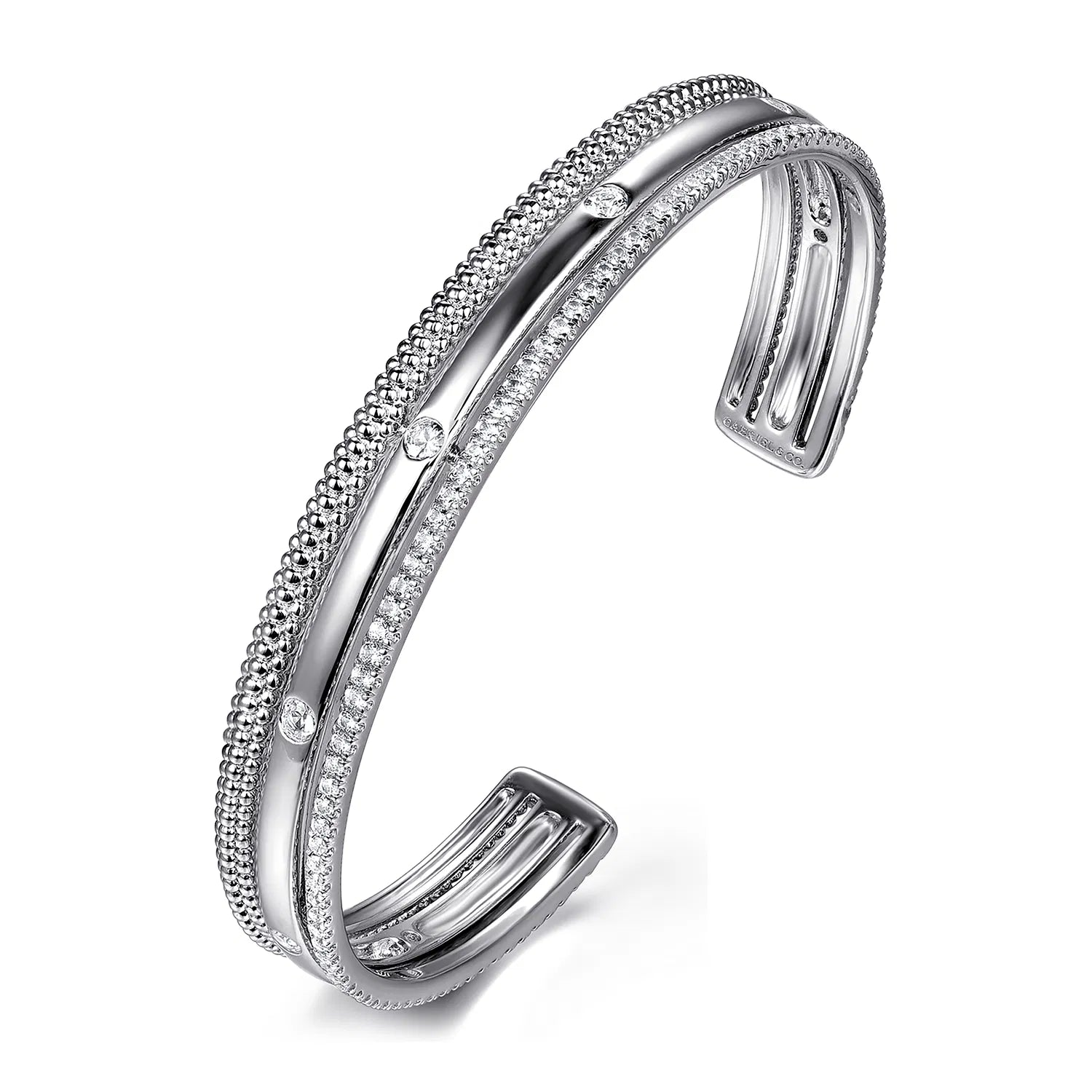 Sterling Silver Bujukan cuff bracelet with white sapphires