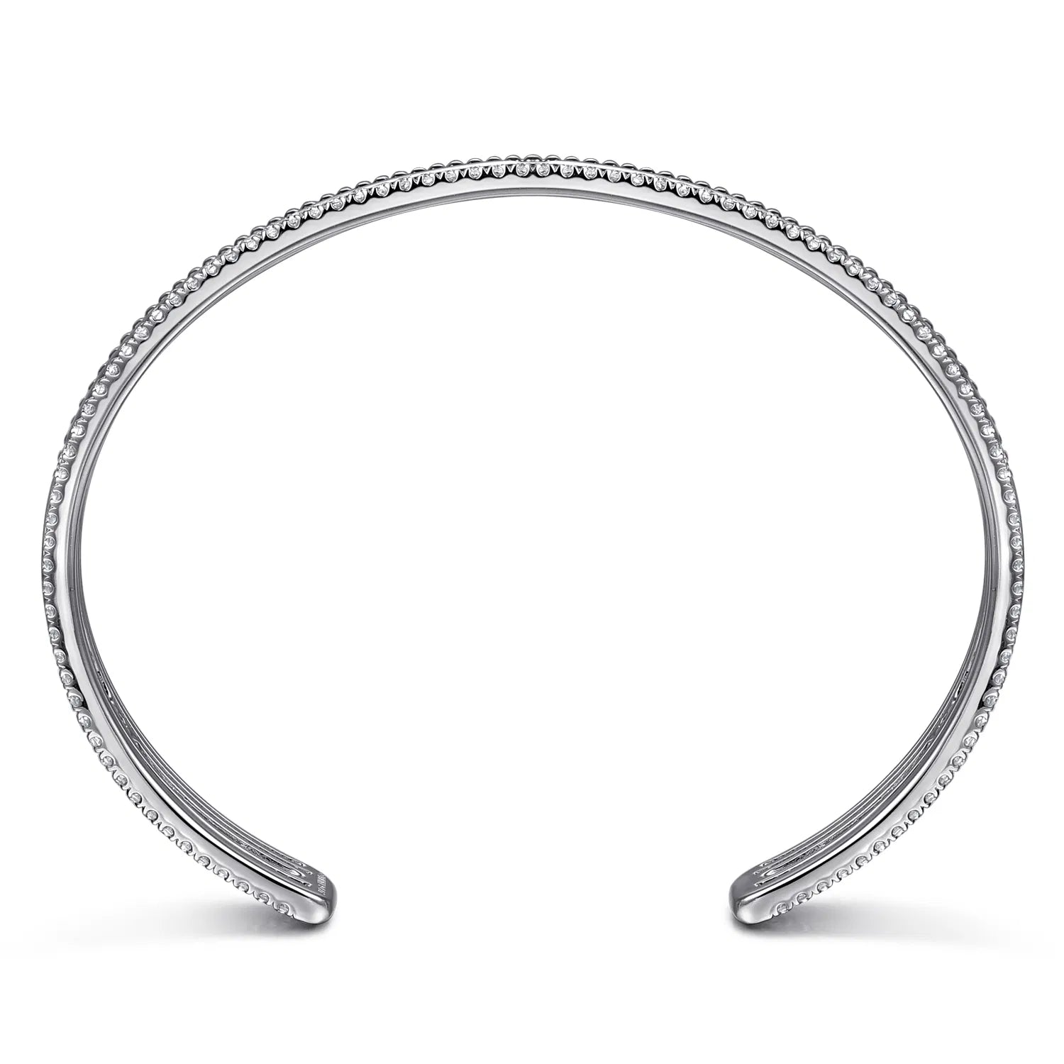 side view of Sterling Silver Bujukan cuff bracelet with white sapphires