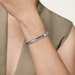 sterling silver cuff bracelet with station white sapphires on the body picture 